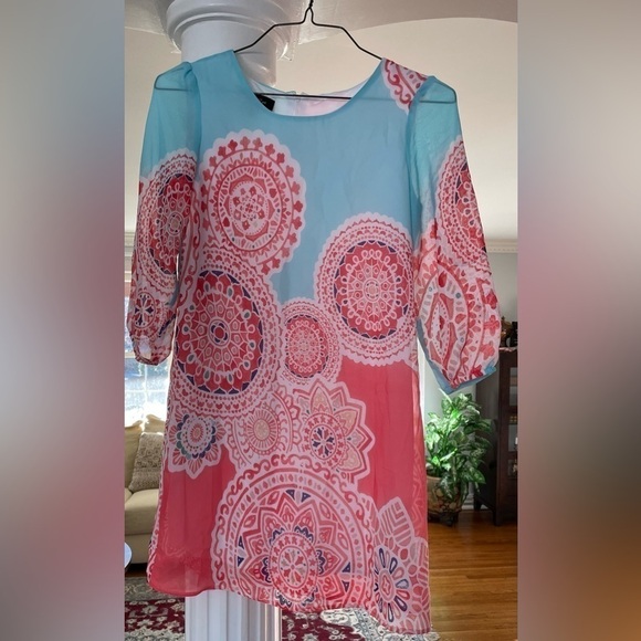 IZ  Amy Byer  Girls dress , sheer pastel, lined zip in the back paisley pattern - Picture 1 of 3